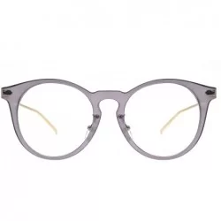 Square Oversized Big Round Horn Rimmed Eye Glasses Clear Lens Oval Frame Non Prescription - Gray 10122 - CX18NYLQM2C $22.22