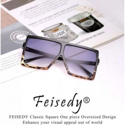 Square Women Square Oversized Sunglasses One Piece Fashion Female Big Large Frame UV400 B2539 - 03 Leopard-black - C4192DR7ZS...