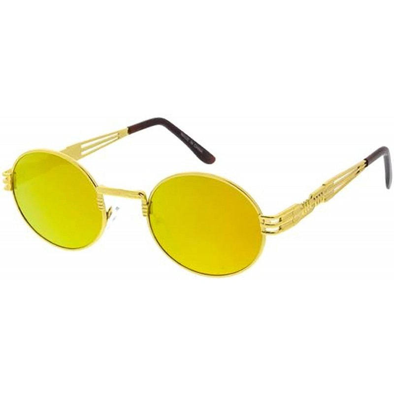Round Heritage Modern"Steampunk" Wired Frame Sunglasses - Orange - C418GYRGNRD $8.66