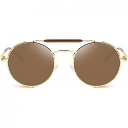 Sport Steampunk Style Round Vintage Polarized Sunglasses Retro Eyewear UV400 Protection Matel Frame - CZ18NCNS25Z $12.40