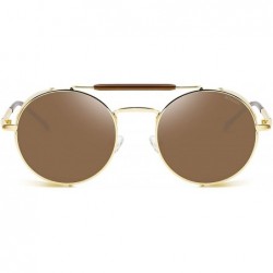 Sport Steampunk Style Round Vintage Polarized Sunglasses Retro Eyewear UV400 Protection Matel Frame - CZ18NCNS25Z $12.40