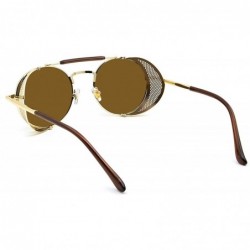 Sport Steampunk Style Round Vintage Polarized Sunglasses Retro Eyewear UV400 Protection Matel Frame - CZ18NCNS25Z $12.40