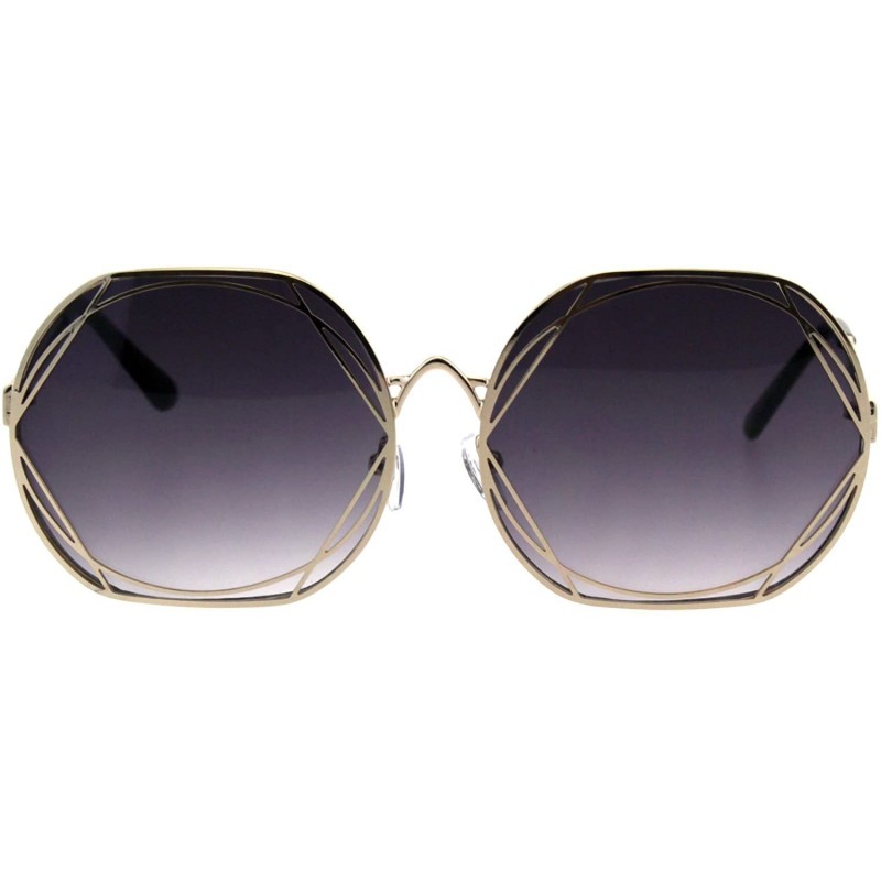 Butterfly Womens Metal Rim Nouveau Metal Art Frame Designer Sunglasses - Gold Smoke - CS18GYGIUCY $9.98