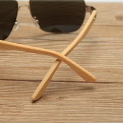 Aviator Wooden Bamboo Aviator Sunglasses Temples Classic Retro Metal Frame 62mm - Black/Black - C612JRYX6CZ $23.88