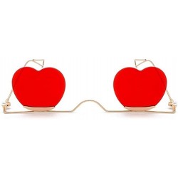 Rimless Heart Sharp Sunglasses for Women Rimless Cat Eye Sun Glasses Shades - Gold Red - CR1906ECSRS $24.53