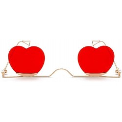 Rimless Heart Sharp Sunglasses for Women Rimless Cat Eye Sun Glasses Shades - Gold Red - CR1906ECSRS $13.08