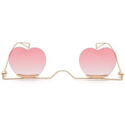 Rimless Heart Sharp Sunglasses for Women Rimless Cat Eye Sun Glasses Shades - Gold Red - CR1906ECSRS $13.08