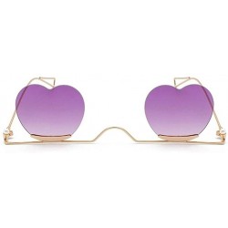 Rimless Heart Sharp Sunglasses for Women Rimless Cat Eye Sun Glasses Shades - Gold Red - CR1906ECSRS $13.08