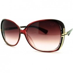 Oversized Cross Design Sunglasses Womens Butterfly Frame Designer Shades - Burgundy - CE186LUUGM2 $7.69