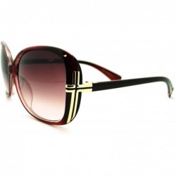 Oversized Cross Design Sunglasses Womens Butterfly Frame Designer Shades - Burgundy - CE186LUUGM2 $7.69