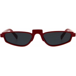 Rectangular Vintage Fashion Sunglasses Unisex Skinny Frame Unique Pop Up Bridge - Red (Black) - CW18DA4QQD8 $20.42