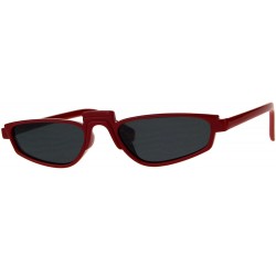 Rectangular Vintage Fashion Sunglasses Unisex Skinny Frame Unique Pop Up Bridge - Red (Black) - CW18DA4QQD8 $10.08