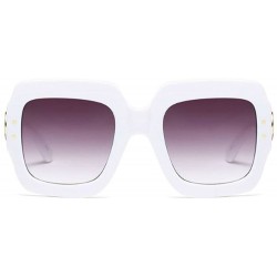 Rectangular Designer Oversized Squared Sunglasses for Women Statement Thick Rectangle Frame - White - CU18GOMYLMA $24.06