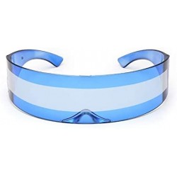 Goggle Futuristic Cyclops Monoblock Shield Mirrored Sunglasses Sunglass Glasses - Blue - CZ18Z7CGWAQ $13.42