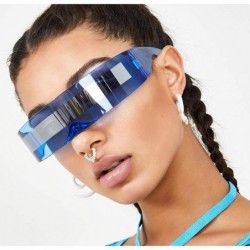 Goggle Futuristic Cyclops Monoblock Shield Mirrored Sunglasses Sunglass Glasses - Blue - CZ18Z7CGWAQ $13.42