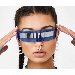 Goggle Futuristic Cyclops Monoblock Shield Mirrored Sunglasses Sunglass Glasses - Blue - CZ18Z7CGWAQ $13.42