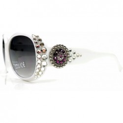 Round Womens Round Crystal Sunglasses - White Purple - CE11CXVPXWV $34.99