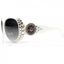 Round Womens Round Crystal Sunglasses - White Purple - CE11CXVPXWV $65.71