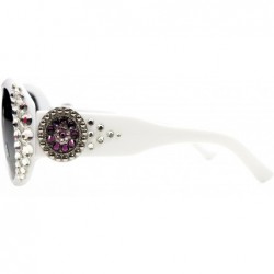 Round Womens Round Crystal Sunglasses - White Purple - CE11CXVPXWV $34.99