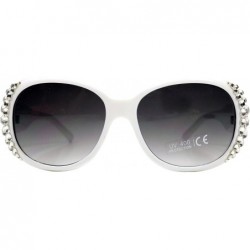 Round Womens Round Crystal Sunglasses - White Purple - CE11CXVPXWV $34.99