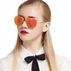 Aviator Designer Metal Womens Mens Aviator Sunglasses UV Protection - Red - CG17YEAYA4T $38.74