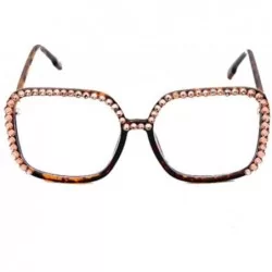 Square Square Large Frame Transparent Diamond Sunglasses Unique Fashion Rhinestone Glasses - 4 - C2190OC4T4X $62.90