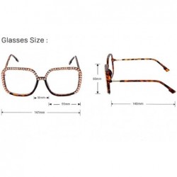 Square Square Large Frame Transparent Diamond Sunglasses Unique Fashion Rhinestone Glasses - 4 - C2190OC4T4X $31.45