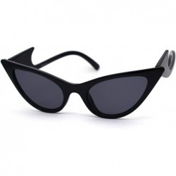 Cat Eye Womens Devil Tail Wave Arm Plastic Cat Eye Sunglasses - All Black - CZ1959RYTRQ $22.86