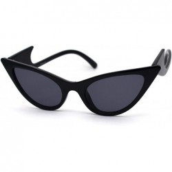 Cat Eye Womens Devil Tail Wave Arm Plastic Cat Eye Sunglasses - All Black - CZ1959RYTRQ $14.63