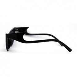 Cat Eye Womens Devil Tail Wave Arm Plastic Cat Eye Sunglasses - All Black - CZ1959RYTRQ $14.63