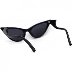 Cat Eye Womens Devil Tail Wave Arm Plastic Cat Eye Sunglasses - All Black - CZ1959RYTRQ $14.63
