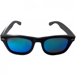 Oval Unisex Bambooyah Bamboo Wood Polarized Sunglasses - Black/Green Mirror - CU18UWCMM9U $74.47