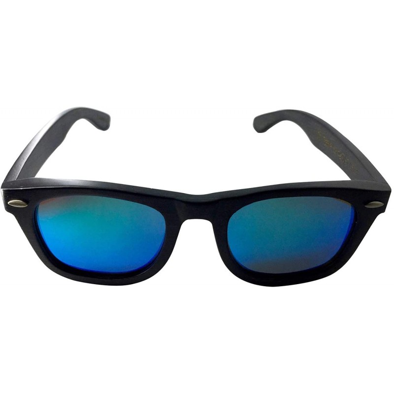 Oval Unisex Bambooyah Bamboo Wood Polarized Sunglasses - Black/Green Mirror - CU18UWCMM9U $80.75