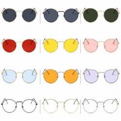 Round Classic Vintage Metal Round Frame Colorful UV400 Sun Glasses Clear Lens Plain Glasses - 6 - CF18W7E9CER $20.57