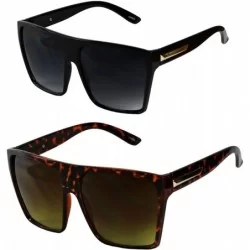 Oversized Big XL Large Square Trapezoid Shape Oversized Flat Top Kim K Fashion Sunglasses - CU182GKSSUT $18.79