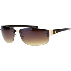 Rectangular Mens Fashion Sunglasses Designer Style Half Rim Rectangular Shades UV 400 - Gold (Brown) - CB18AYLAD4Q $17.87