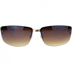 Rectangular Mens Fashion Sunglasses Designer Style Half Rim Rectangular Shades UV 400 - Gold (Brown) - CB18AYLAD4Q $10.87