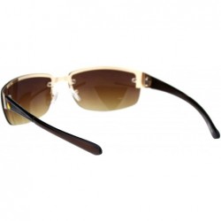Rectangular Mens Fashion Sunglasses Designer Style Half Rim Rectangular Shades UV 400 - Gold (Brown) - CB18AYLAD4Q $10.87