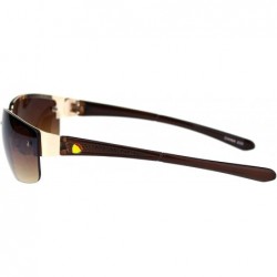 Rectangular Mens Fashion Sunglasses Designer Style Half Rim Rectangular Shades UV 400 - Gold (Brown) - CB18AYLAD4Q $10.87