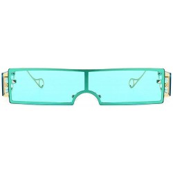 Goggle Fashion Sunglasses Rectangle Glasses sunglasses - Blue - CW198GEXXXT $26.24