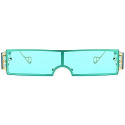 Goggle Fashion Sunglasses Rectangle Glasses sunglasses - Blue - CW198GEXXXT $13.93