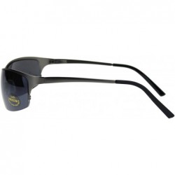 Rectangular Mens Spring Hinge Narrow Half Rim Warp Metal Rim Sport Sunglasses - Gunmetal Black - C418QMOQMZK $11.28