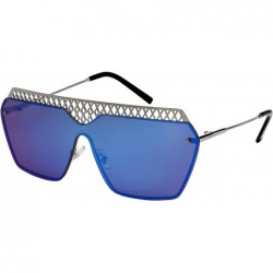 Goggle High Fashion One Piece Flat Lens Sunnies 55689-FLREV - Silver - CC185YD20ZN $8.35