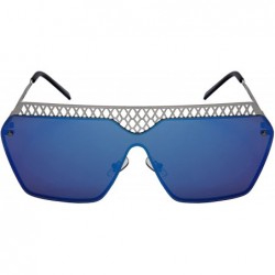 Goggle High Fashion One Piece Flat Lens Sunnies 55689-FLREV - Silver - CC185YD20ZN $8.35
