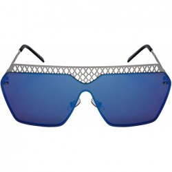 Goggle High Fashion One Piece Flat Lens Sunnies 55689-FLREV - Silver - CC185YD20ZN $8.35