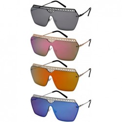 Goggle High Fashion One Piece Flat Lens Sunnies 55689-FLREV - Silver - CC185YD20ZN $8.35