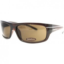 Rectangular Sunglasses Mens Crystal Brown Plastic Wrap- Solid Brown Lens PE15 1 - CH118V8RG4X $43.59