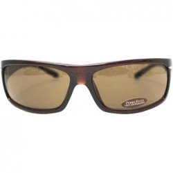 Rectangular Sunglasses Mens Crystal Brown Plastic Wrap- Solid Brown Lens PE15 1 - CH118V8RG4X $20.62