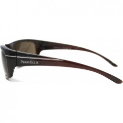 Rectangular Sunglasses Mens Crystal Brown Plastic Wrap- Solid Brown Lens PE15 1 - CH118V8RG4X $20.62