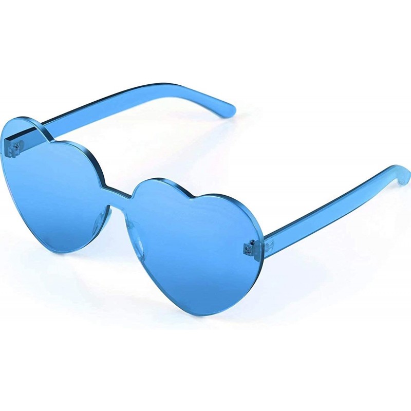 Oversized Love Heart Shape Sunglasses Transparent Party Sunglasses UV Protection Candy Color - Transparent Blue - CK199XZ9O8T...